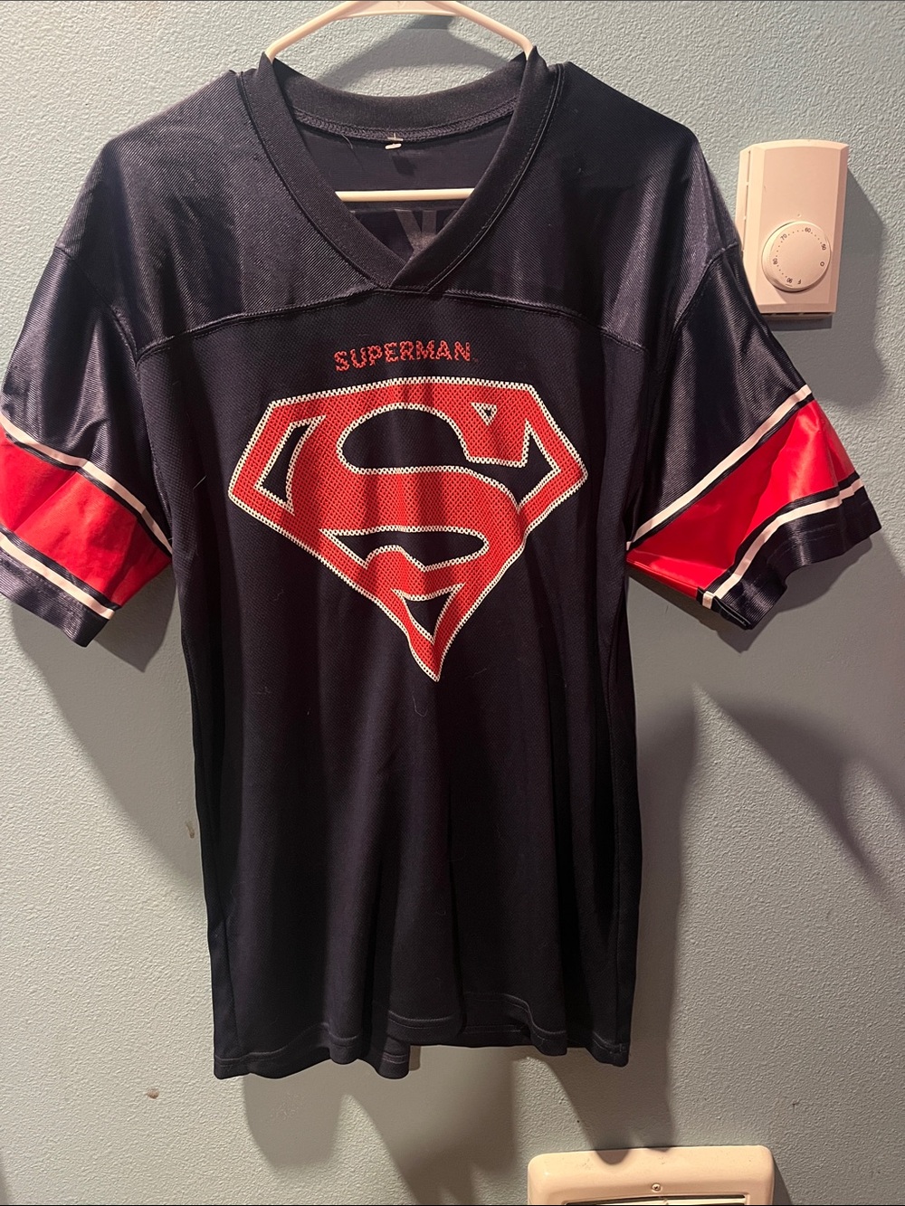 Superman Boys' Black & Red Logo Athletic Tee